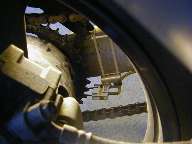 through the wheel, looking down from right to left