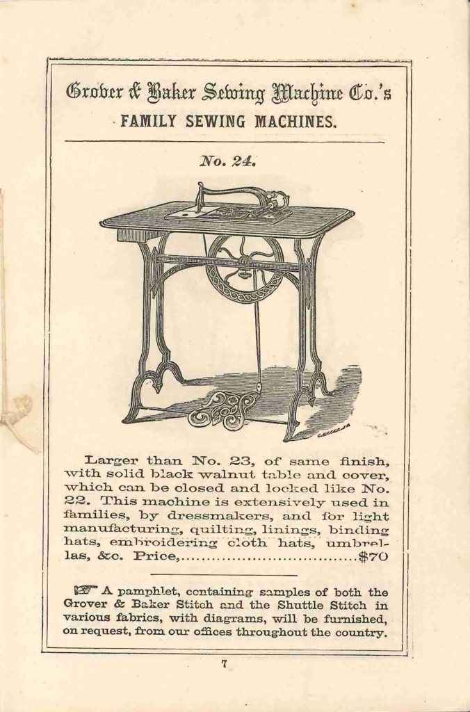  1866 Grover & Baker chain stitcher Sewing Machine